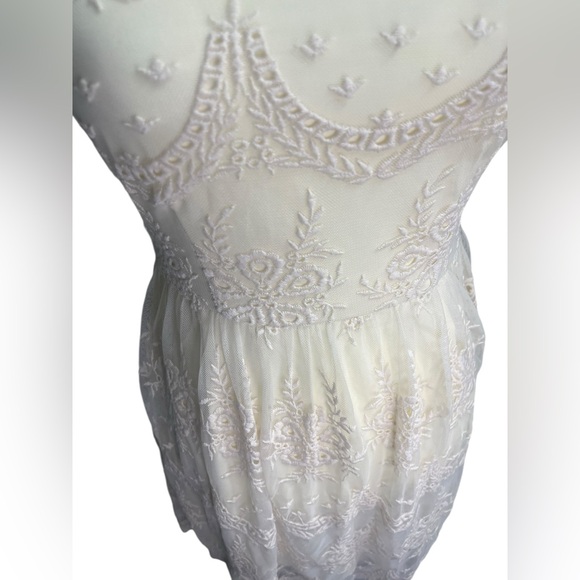 Ivory Embroidered Halter Lace Dress | Boho Summer Party | Size S - Picture 7 of 10
